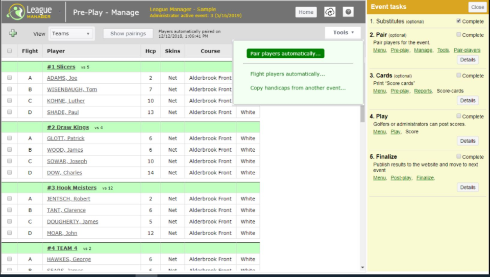 screenshot of League Manager
